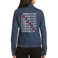 Impostor Repeated Gift Video Gamer Shirt Impostor Kinda Sus T Shirt Ladies Denim Jacket | Artistshot