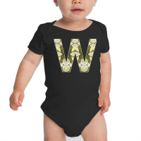 Letter W T  Shirt Letter W Monogram Olive Green Abstract Pattern Paint Baby Bodysuit | Artistshot