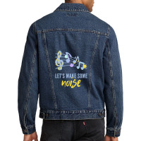 Lets Make Some Noise Music Notes Men Denim Jacket | Artistshot