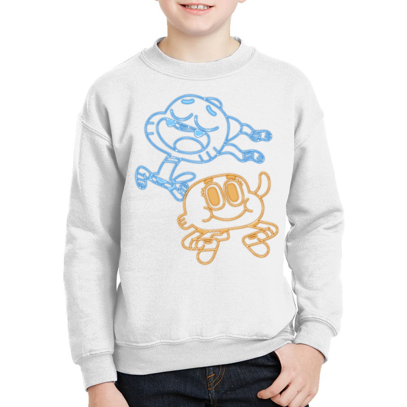 Cn The Amazing World Of Gumball & Darwin Neon Outline Pullover Hoodie Youth Sweatshirt by atereabag | Artistshot