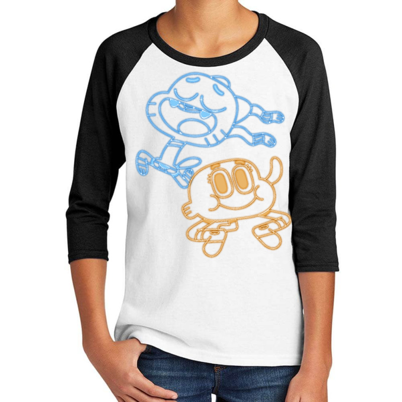 Cn The Amazing World Of Gumball & Darwin Neon Outline Pullover Hoodie Youth 3/4 Sleeve by atereabag | Artistshot