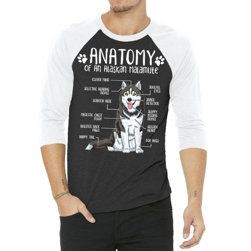 Funny Anatomy Alaskan Malamute Dog Lover T Shirt 3/4 Sleeve Shirt | Artistshot