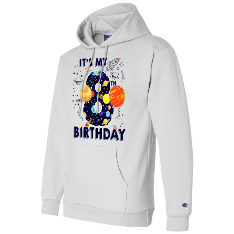 Kids Outer Space 8 Year Old 8th Birthday Party Boys Girls T Shirt Champion Hoodie by emaliekrein | Artistshot