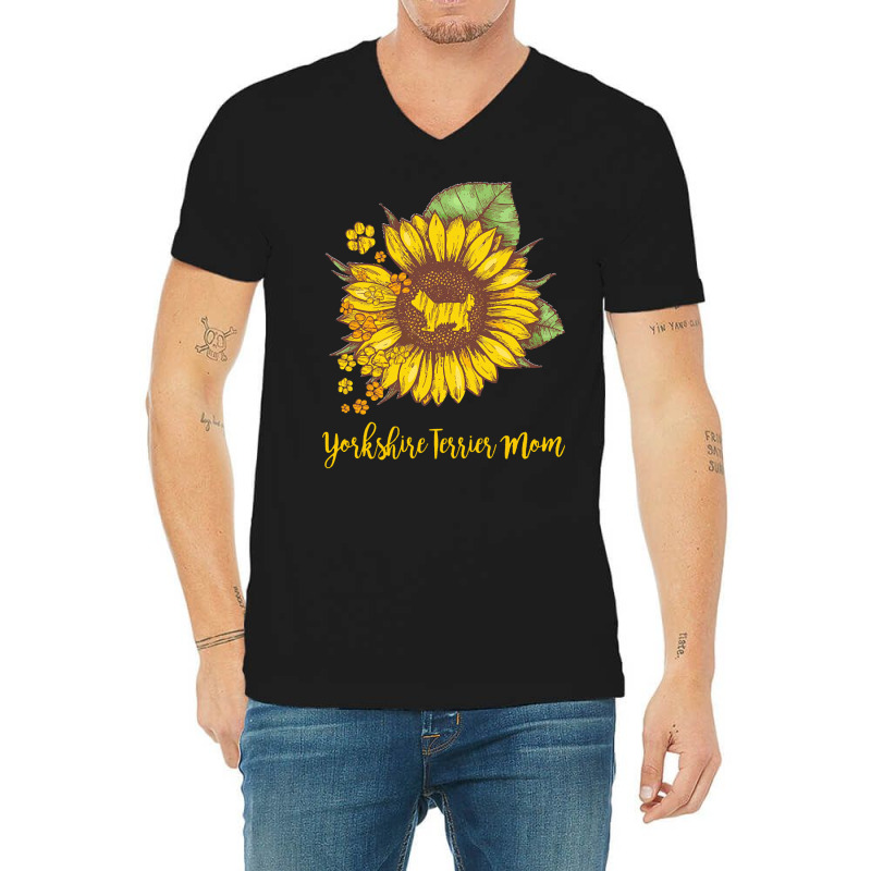 Yorkshire Terrier Mom T  Shirt S U N F L O W E R Y O R K S H I R E T E V-neck Tee | Artistshot