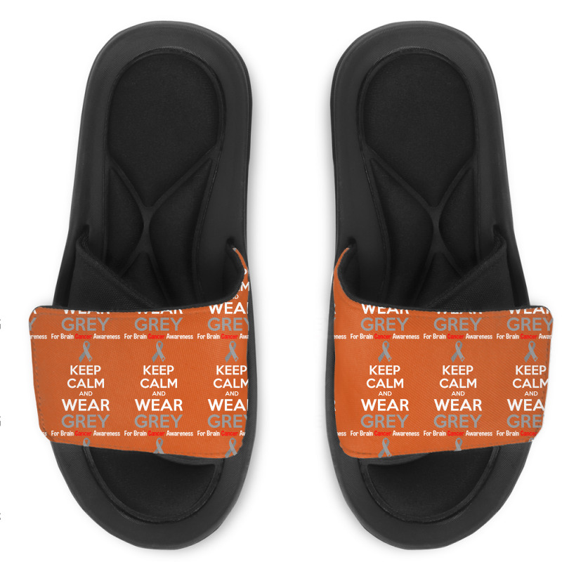 Keep Calm And Wear Grey (for Brain Cancer Awareness) Slide Sandal | Artistshot