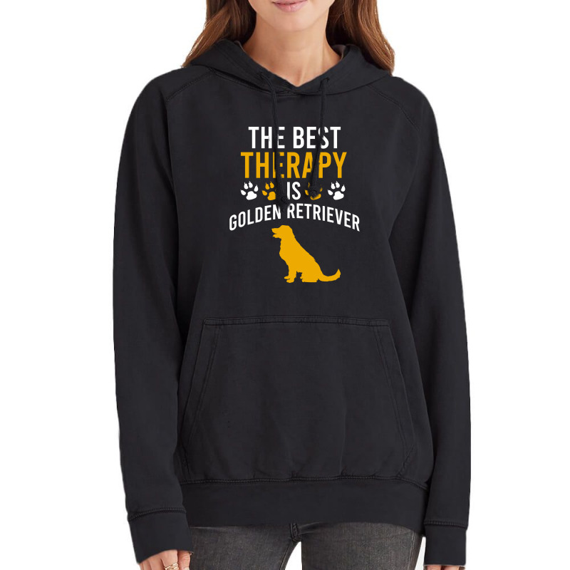 The Best Therapy Is Golden Retriever Vintage Hoodie by Cypryanus | Artistshot