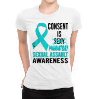 Nn Teal Ribbon Sexual Assault Awareness Costume Warrior T Shirt Ladies Fitted T-shirt | Artistshot