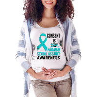 Nn Teal Ribbon Sexual Assault Awareness Costume Warrior T Shirt Maternity Scoop Neck T-shirt | Artistshot