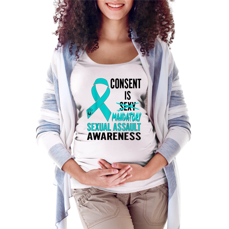 Nn Teal Ribbon Sexual Assault Awareness Costume Warrior T Shirt Maternity Scoop Neck T-shirt by atereabag | Artistshot