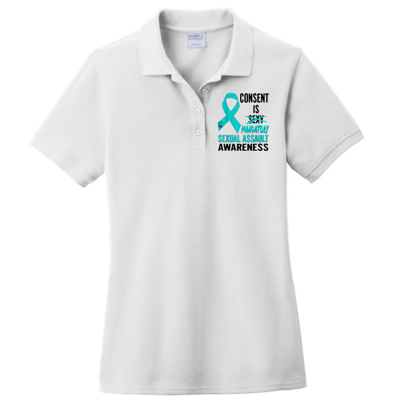 Nn Teal Ribbon Sexual Assault Awareness Costume Warrior T Shirt Ladies Polo Shirt by atereabag | Artistshot