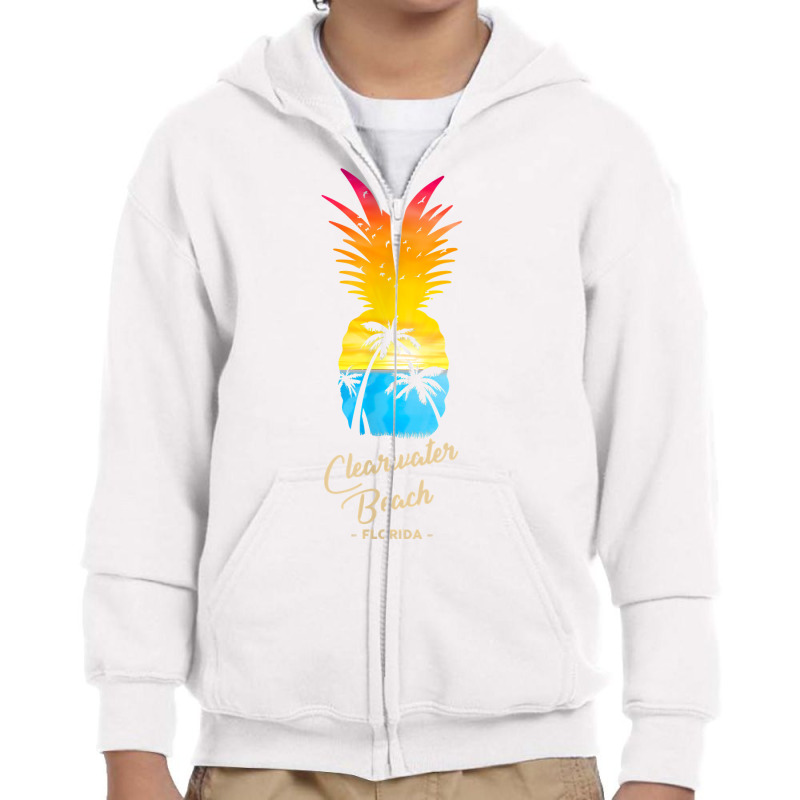 Clearwater Beach   Florida Souvenir   Pineapple Sunset T Shirt Youth Zipper Hoodie by kogmor58594 | Artistshot