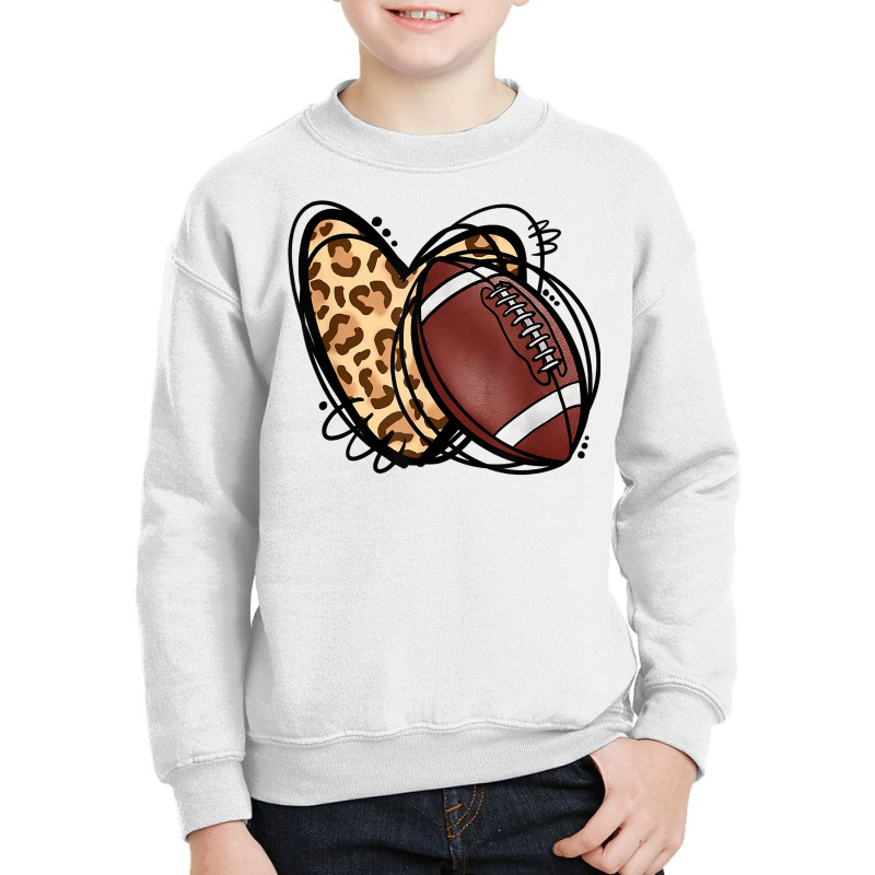 Leopard Football Love Heart Football Lover Football Season T Shirt Youth Sweatshirt by atereabag | Artistshot