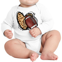 Leopard Football Love Heart Football Lover Football Season T Shirt Long Sleeve Baby Bodysuit | Artistshot