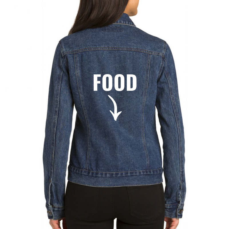 Funny Couples Maternity Announcement Food Arrow White Ladies Denim Jacket by Perfect Designers | Artistshot