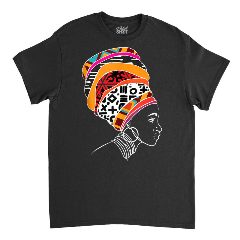 Black Queen Headwrap African American Ladies Shirt Tank Top Classic T-shirt by men.adam | Artistshot