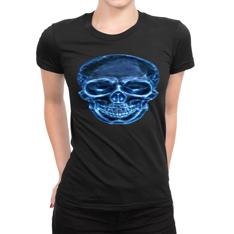 Electric Blue Skull Ladies Fitted T-Shirt by sukhendu12 | Artistshot