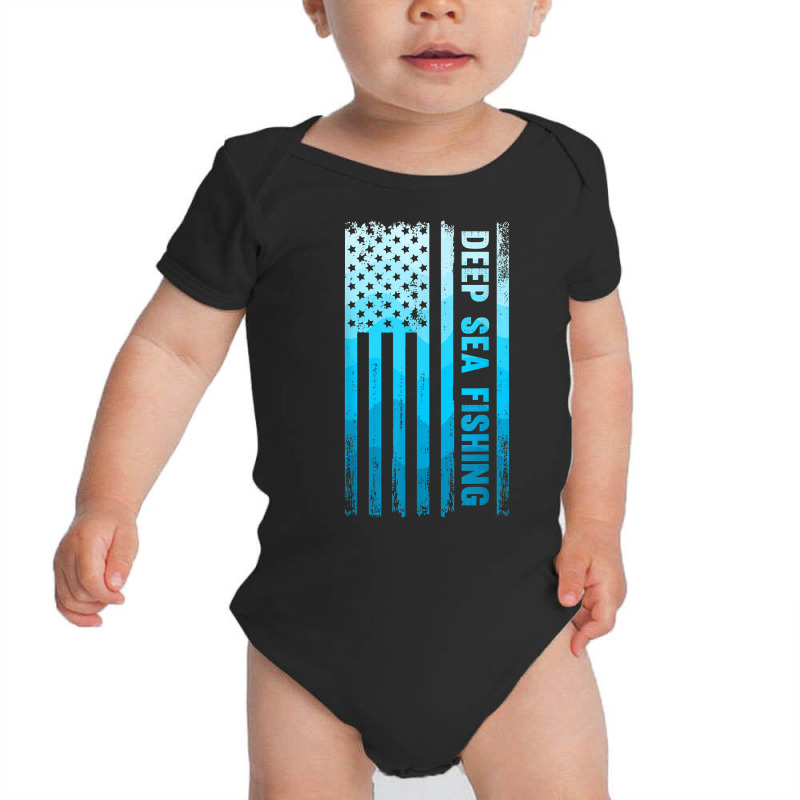 Deep Sea Fishing Usa Flag Deep Sea Fishing Rod Man Saltwater T Shirt Baby Bodysuit by oluwafemimccullers | Artistshot