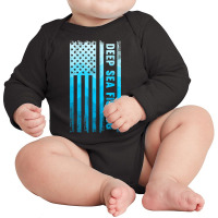 Deep Sea Fishing Usa Flag Deep Sea Fishing Rod Man Saltwater T Shirt Long Sleeve Baby Bodysuit | Artistshot