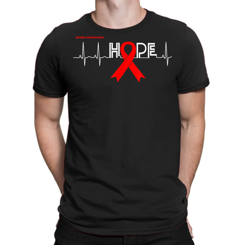 Hope  Awareness Month Products Red Ribbon Stroke Awareness T Shirt T-shirt | Artistshot