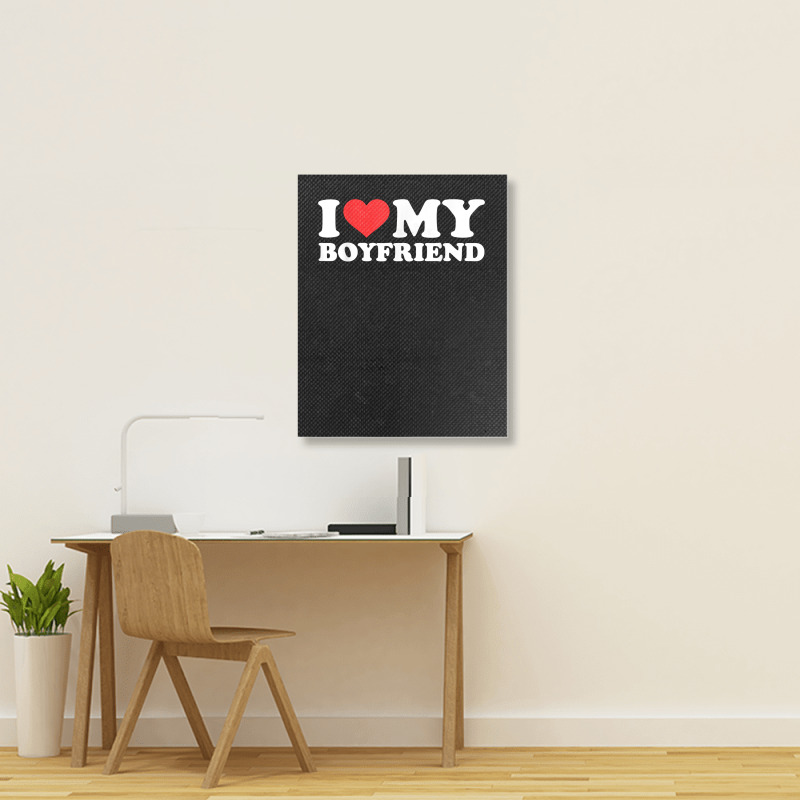 I Love My Boyfriend Tshirt Funny Valentine Red Heart Love T Shirt Portrait Canvas Print | Artistshot