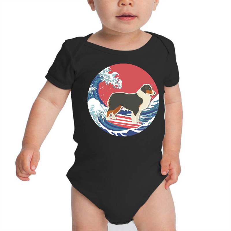 Australian Shepherd T  Shirt Australian Shepherd Gifts   Ocean Waves S Baby Bodysuit by remoteriver | Artistshot