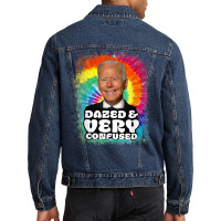 Biden Dazed And Very Confused Tiedye Funny Anti Joe Biden T Shirt Men Denim Jacket | Artistshot