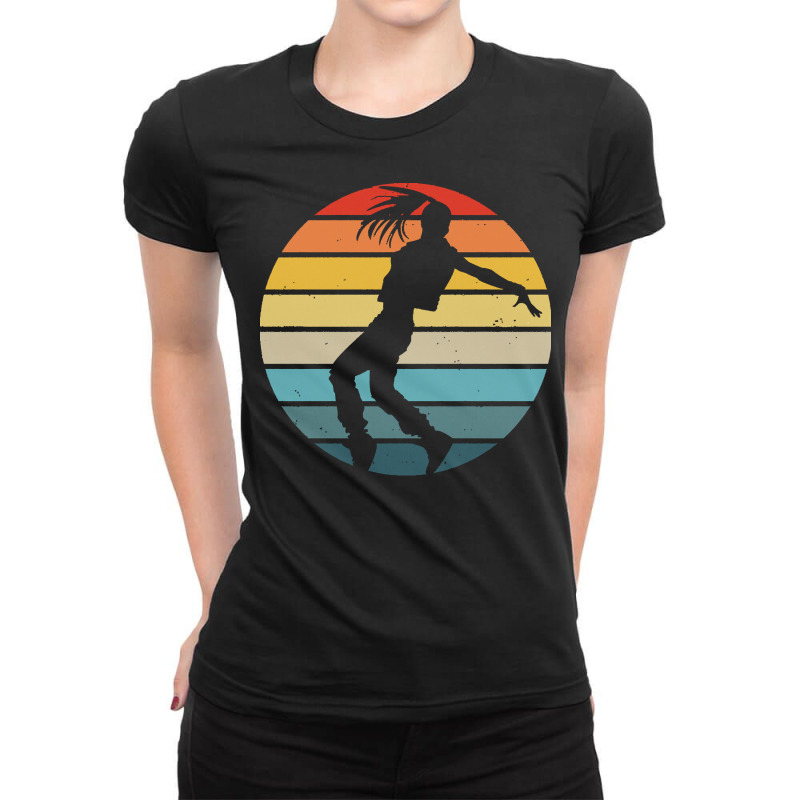 Break Dance Hip Hop T  Shirt Breakdance Dancer Silhouette On A Distres Ladies Fitted T-Shirt by remoteriver | Artistshot