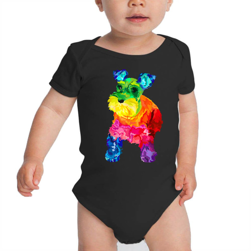 Dog Lover Gifts Mini Schnauzer Colorful Miniature Schnauzer T Shirt Baby Bodysuit by ayedencoplon | Artistshot