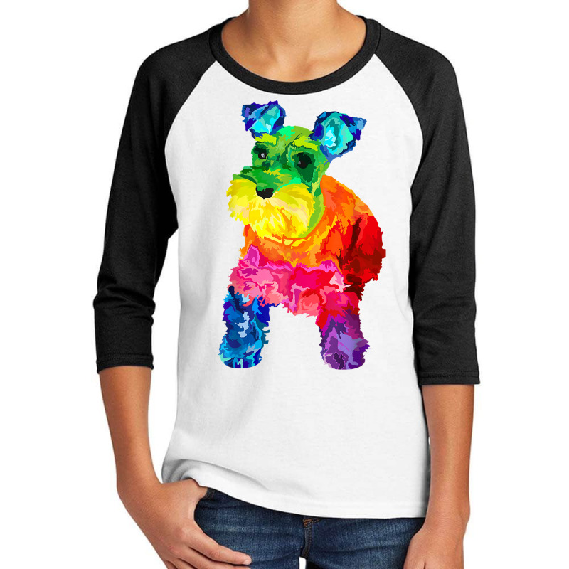 Dog Lover Gifts Mini Schnauzer Colorful Miniature Schnauzer T Shirt Youth 3/4 Sleeve by ayedencoplon | Artistshot