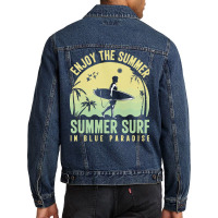 Summer 2021 T  Shirt Enjoy The Summer, Summer Surf In Blue Paradise T Men Denim Jacket | Artistshot