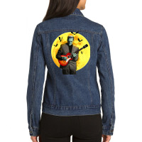 Frankenguitar Frankenstein Plays Electric Guitar Halloween Premium T S Ladies Denim Jacket | Artistshot