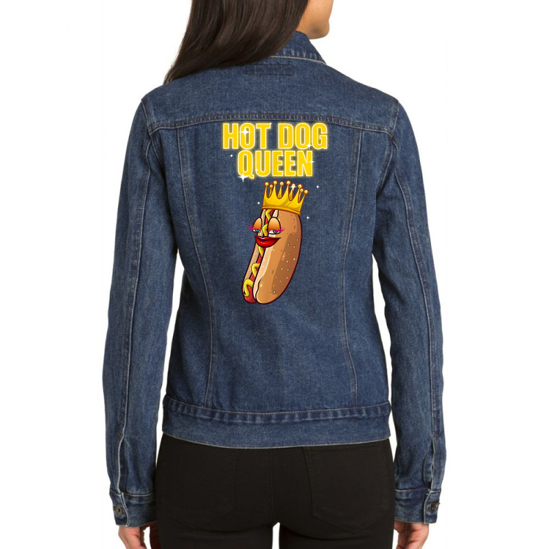 Funny Hot Dog For Women Girls Grilled Wiener Sausage Buns T Shirt Ladies Denim Jacket by TeaMenShop | Artistshot