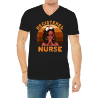 Retro Registered Nurse Black Girl Magic Black History Month T Shirt V-neck Tee | Artistshot