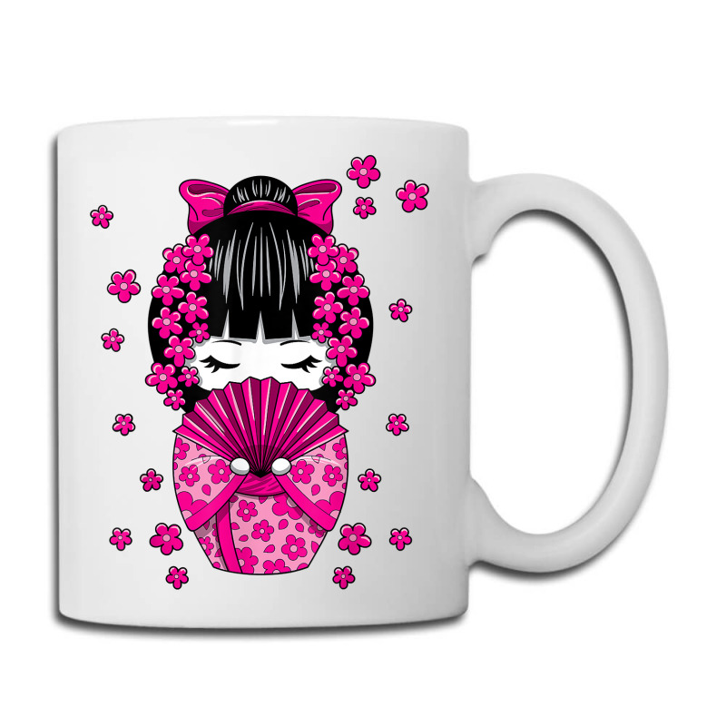 Kawaii Kokeshi Doll With Japanese Cherry Blossom Flowers T Shirt Coffee Mug | Artistshot