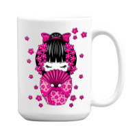 Kawaii Kokeshi Doll With Japanese Cherry Blossom Flowers T Shirt 15 Oz Coffee Mug | Artistshot