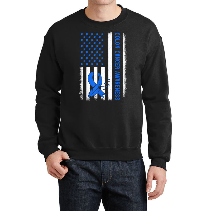 American Flag Colon Cancer Awareness Survivor Fighter T Shirt Crewneck Sweatshirt by adam.troare | Artistshot