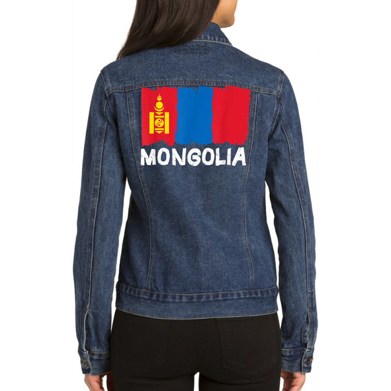 Cool Mongolia Flag T Shirt Ladies Denim Jacket by oluwafemimccullers | Artistshot