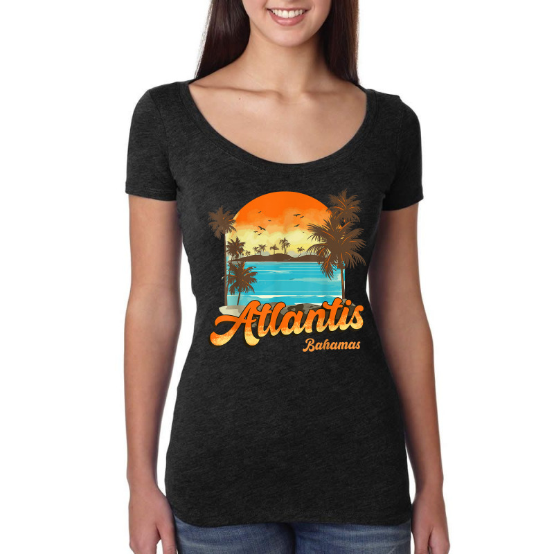 Atlantis Bahamas Beach Summer Vacation Palm Sunset T Shirt Women's Triblend Scoop T-shirt by lissuttie | Artistshot