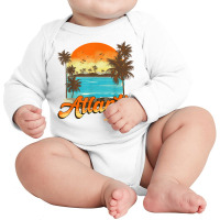 Atlantis Bahamas Beach Summer Vacation Palm Sunset T Shirt Long Sleeve Baby Bodysuit | Artistshot