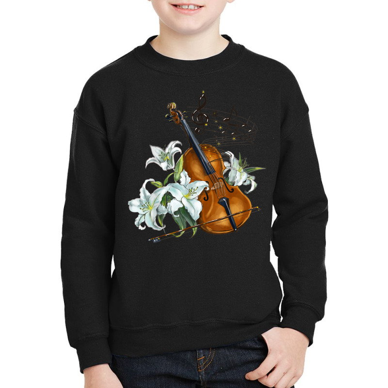 Floral Violin   Lilies Flower T Shirt Youth Sweatshirt by lissuttie | Artistshot