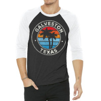 Galveston Texas Tx Vintage Graphic Retro 70s T Shirt 3/4 Sleeve Shirt | Artistshot