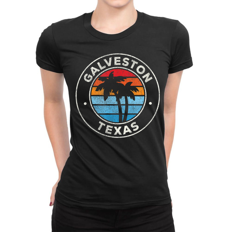 Galveston Texas Tx Vintage Graphic Retro 70s T Shirt Ladies Fitted T-Shirt by tamkyfashions | Artistshot