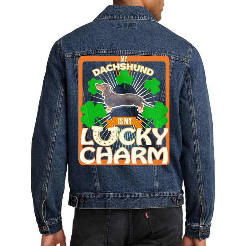 Dachshund T  Shirt My Black & Tan Dachshund Is My Lucky Charm   Gifts Men Denim Jacket by aboehm | Artistshot