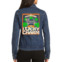 Dachshund T  Shirt My Black & Tan Dachshund Is My Lucky Charm   Gifts Ladies Denim Jacket | Artistshot