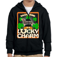 Dachshund T  Shirt My Black & Tan Dachshund Is My Lucky Charm   Gifts Youth Zipper Hoodie | Artistshot