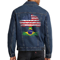 Grown Up American Brazilian Roots American Flag Brazil T Shirt Men Denim Jacket | Artistshot