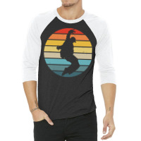 Hip Hop T  Shirt Break Dance Silhouette On A Distressed Retro Sunset D 3/4 Sleeve Shirt | Artistshot