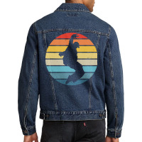 Hip Hop T  Shirt Break Dance Silhouette On A Distressed Retro Sunset D Men Denim Jacket | Artistshot