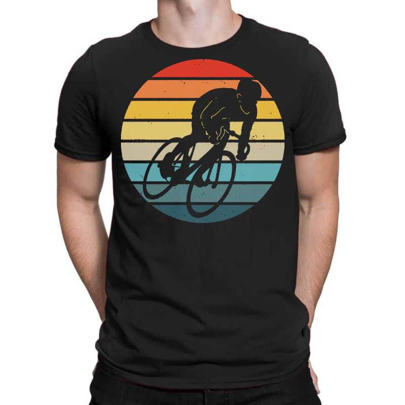 Biker T  Shirt Bicyclist Silhouette On A Distressed Retro Sunset Graph T-shirt | Artistshot