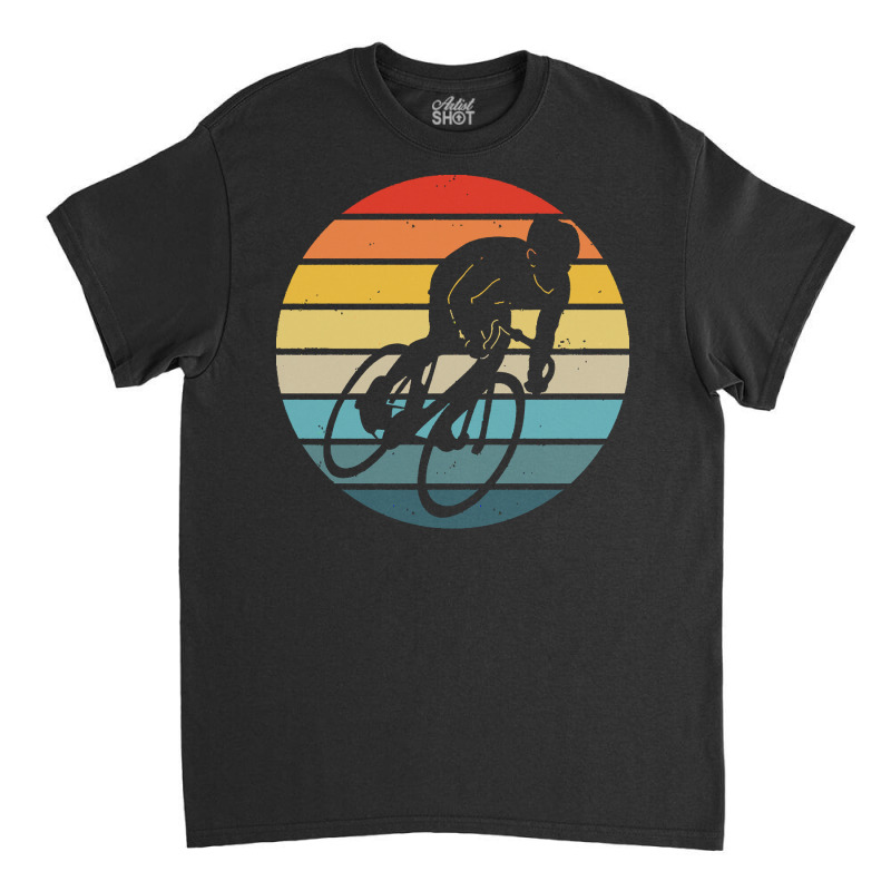 Biker T  Shirt Bicyclist Silhouette On A Distressed Retro Sunset Graph Classic T-shirt | Artistshot